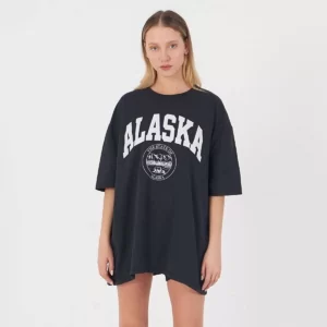 تيشيرت ALASKA بلونين ماركة addax - اسود, free size