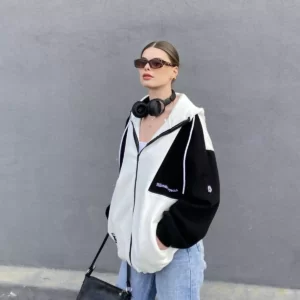 جاكيت اسود وابيض تزفر سايز