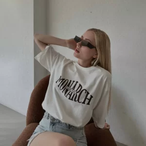 تيشيرت MONERCH فري سايز - ابيض, free size