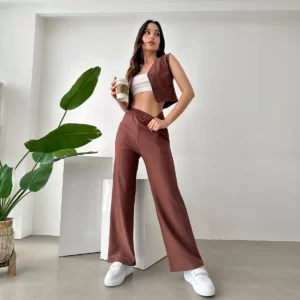 طقم قصير - بني