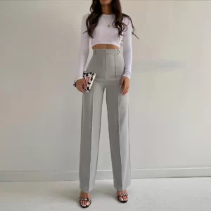 بنطلون قماش - رصاصي