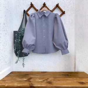 قميص بياخة قصيرة - رصاصي