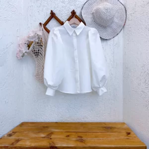 قميص بياخة قصيرة - ابيض