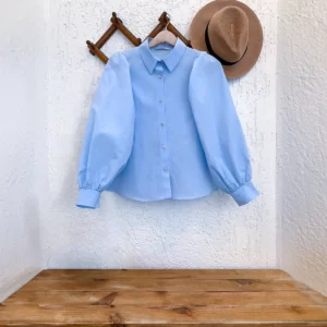 قميص بياخة قصيرة - سمائي