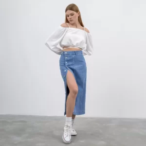 تنورة جينز بأزرار