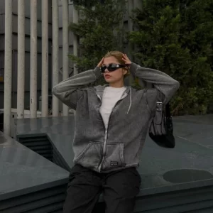 جاكيت سادة - رصاصي غامق, free size