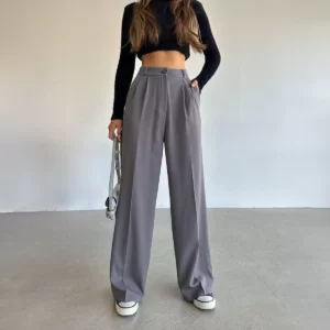 بنطلون قماش - رصاصي غامق