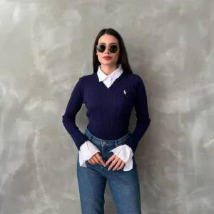 سويتر بولو قميص - نيلي, free size