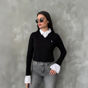 سويتر بولو قميص - اسود, free size