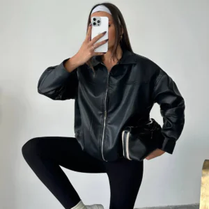 قمصلة جلد - اسود